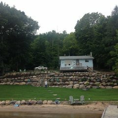residential landscaping with boulders