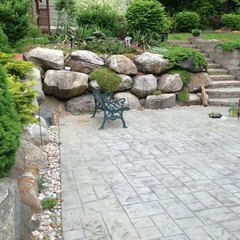residential landscaping with boulders