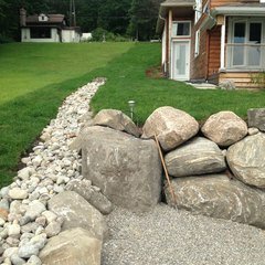 residential landscaping with boulders