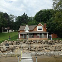residential landscaping with boulders