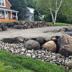 residential landscaping with boulders