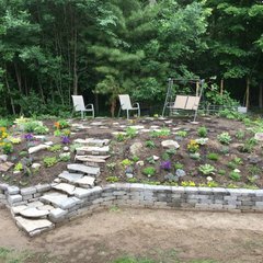 residential landscaping with boulders