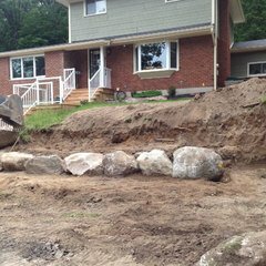 residential landscaping with boulders