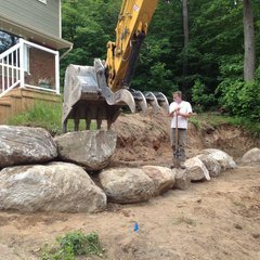 residential landscaping with boulders