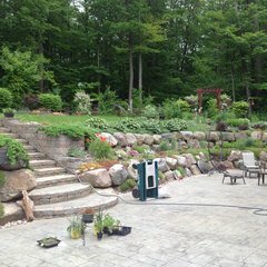 residential landscaping with boulders